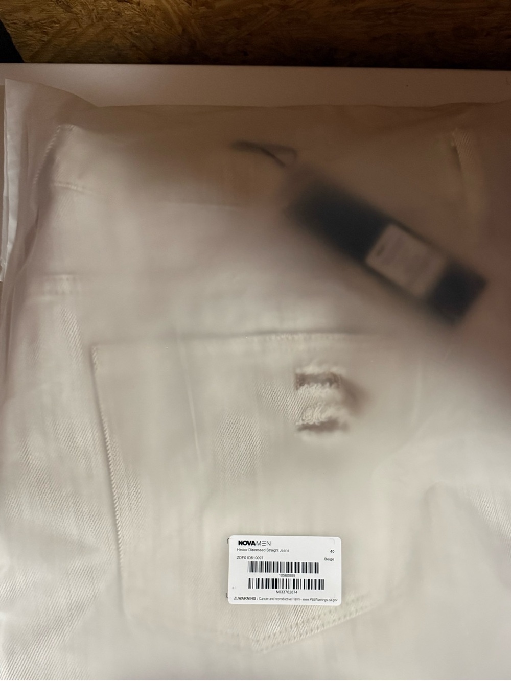 Distressed Straight Jeans - Beige - Picture 3 of 3